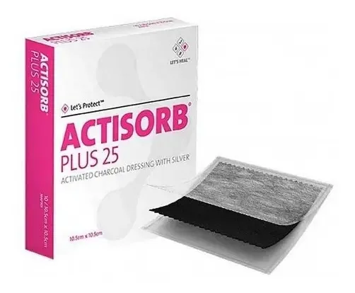 10 Curativos 10,5cm Actisorb Plus25 Carvão Ativado Com Prata