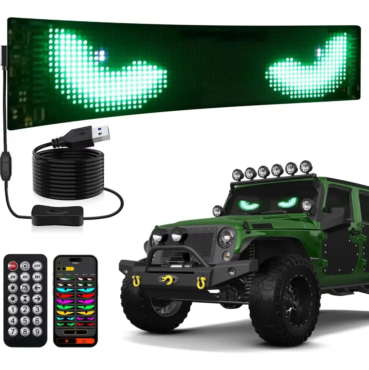 Tela De Led Flexível Display P/ Carro 37.4*9.2cm