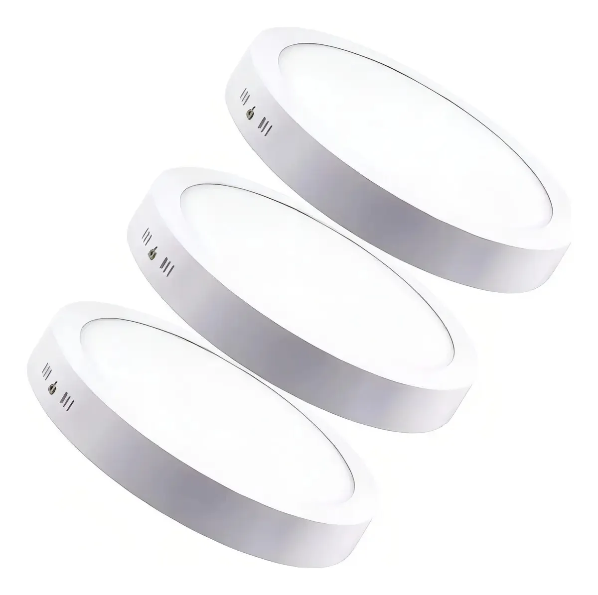 Pacote de 3 painéis LED redondos sobrepostos 12w Cold Light