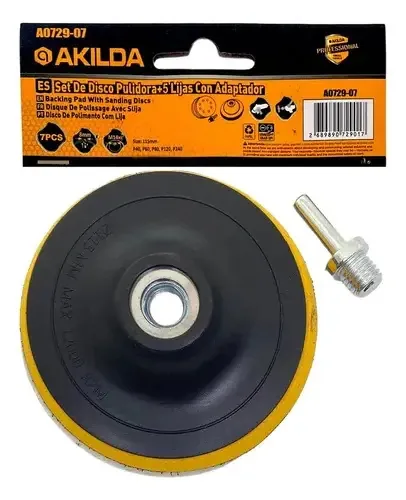 Disco de polimento de velcro para lixa laranja de 115 mm + 5 Akilda
