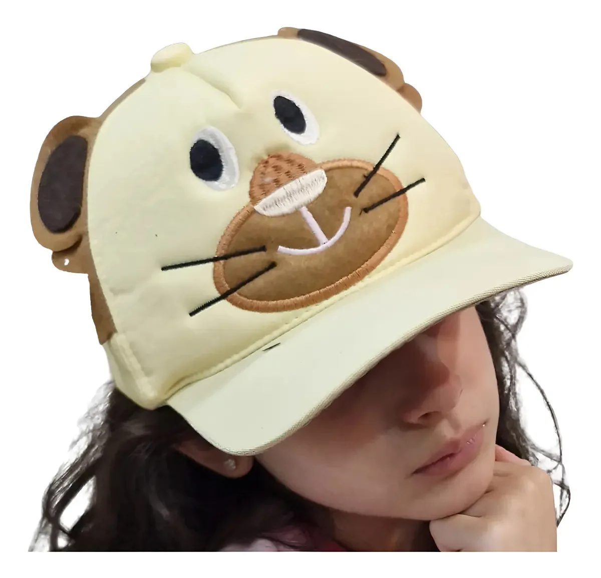 Boné Infantil 3D Tigre Amarelo Ajustável MK Bonés Tamanho 4 - 12 Anos