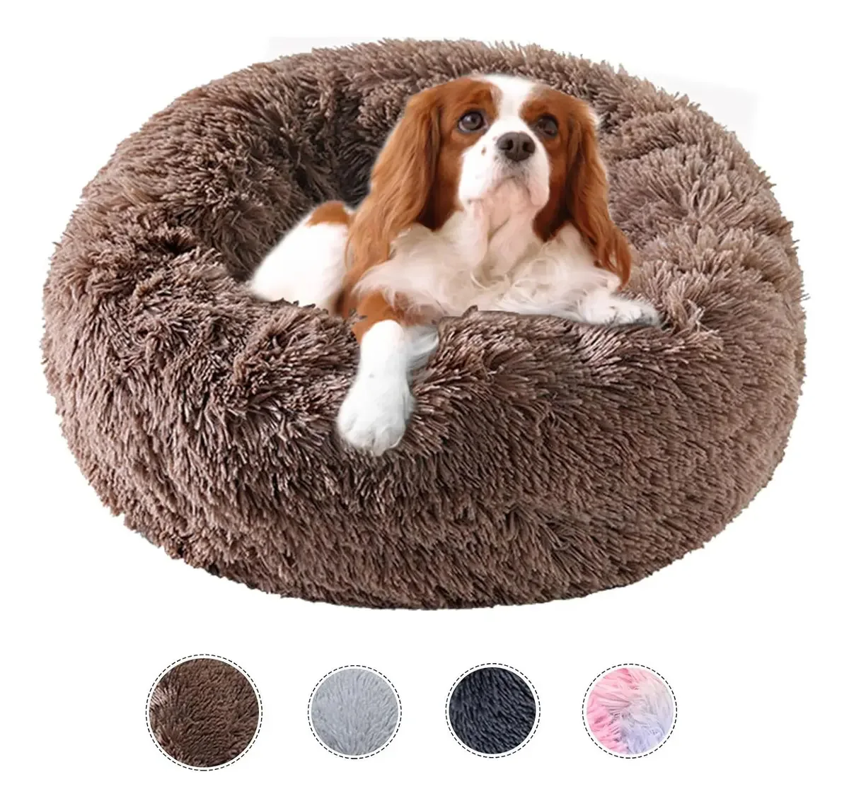 Cama redonda anti-stress para cães - Rosquinha lavável 20