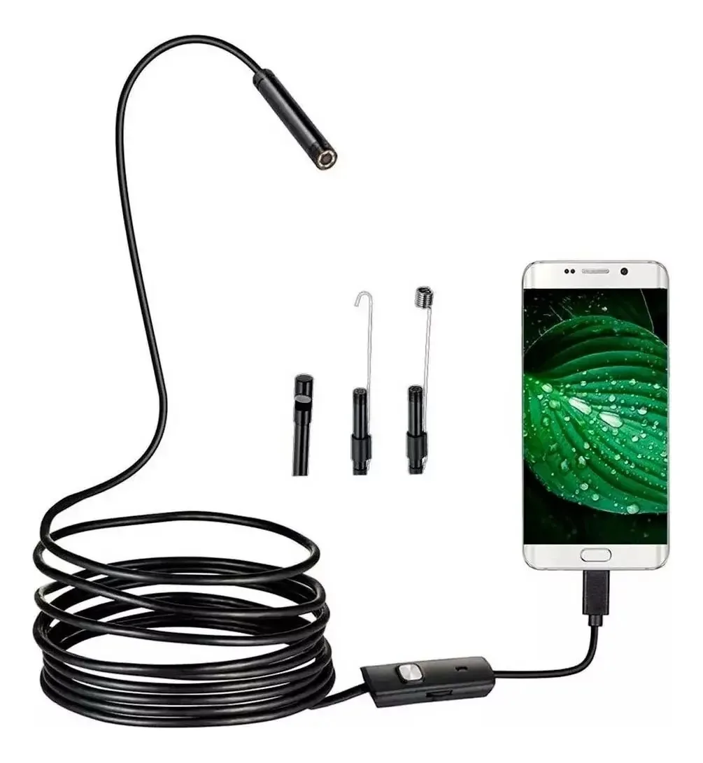 Boroscópio, câmera, endoscópio, 5 Mts, USB, telefone celular Android, PC
