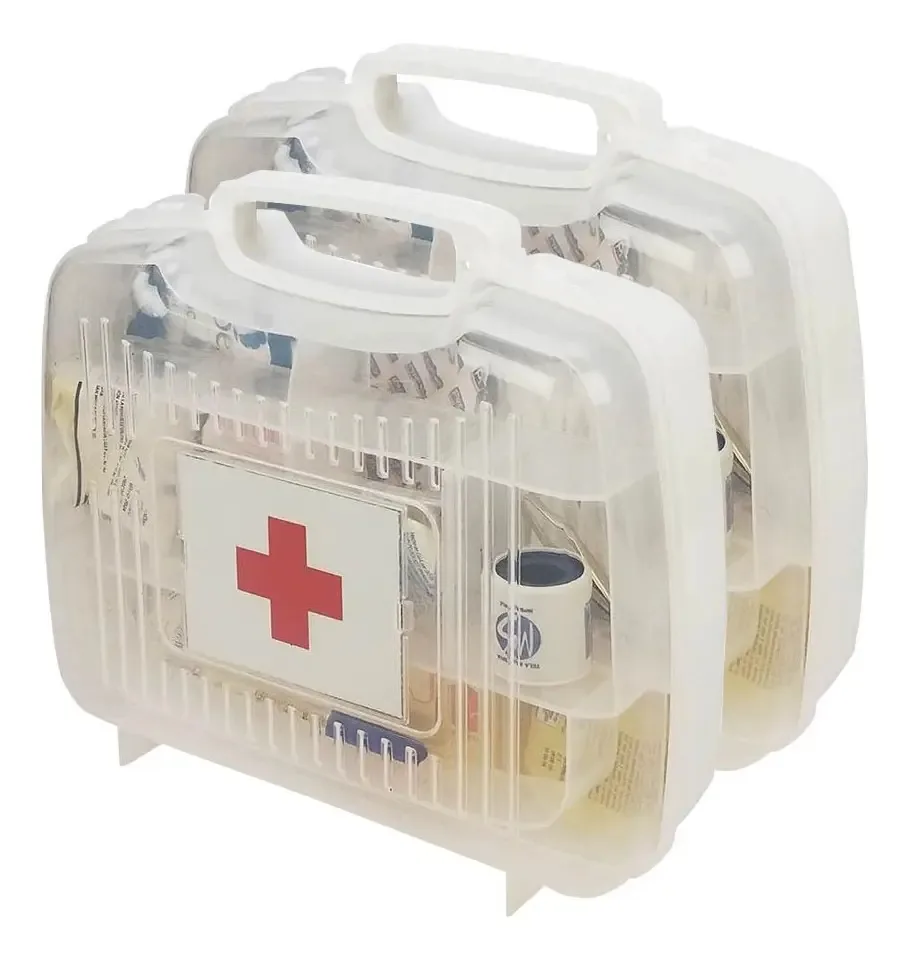 Kit de primeiros socorros equipado com 2 unidades portáteis