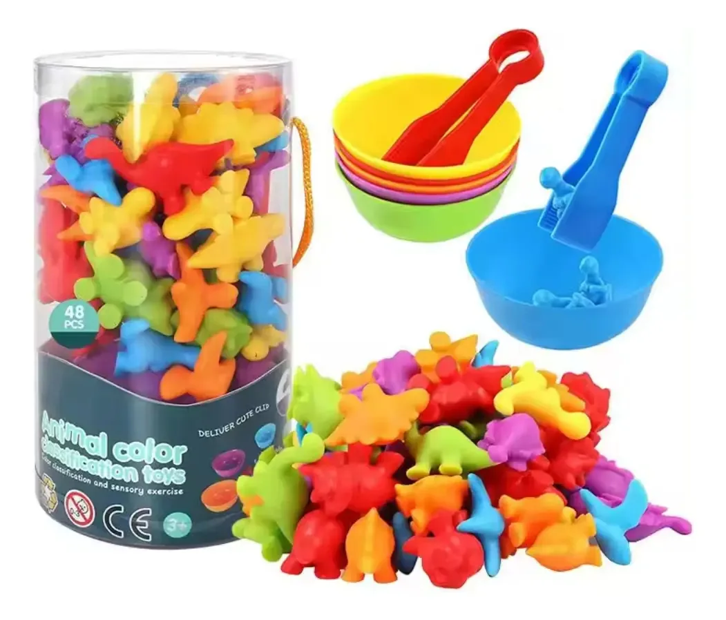 Brinquedo Montessori para separação de cores e animais 36 unidades