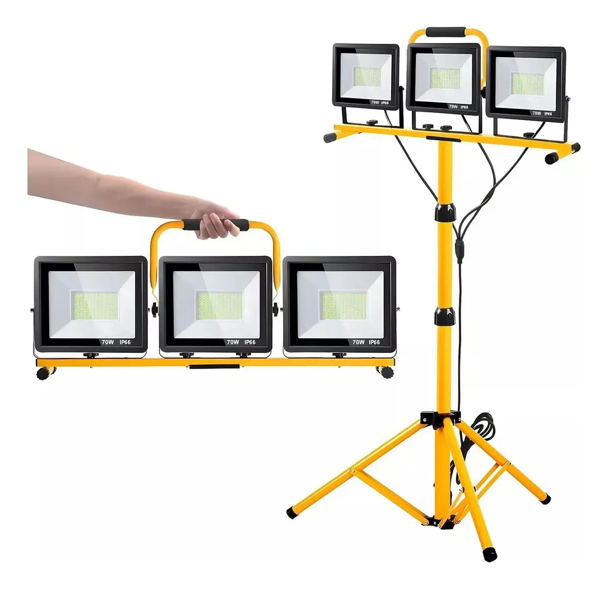 Refletores LED portáteis Tripie 3 e altura ajustável 300w