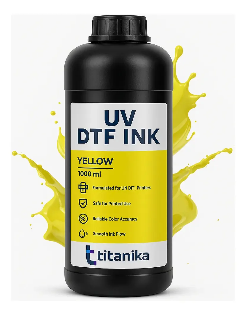 Tinta Titanika Dtf 500 ml amarela, impressão têxtil profissional, linha de impressão têxtil de transferência, impressão de alto desempenho
