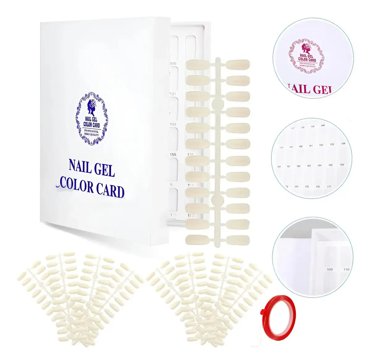Livro de amostras de unhas para 216 tons e dicas de amostra em branco