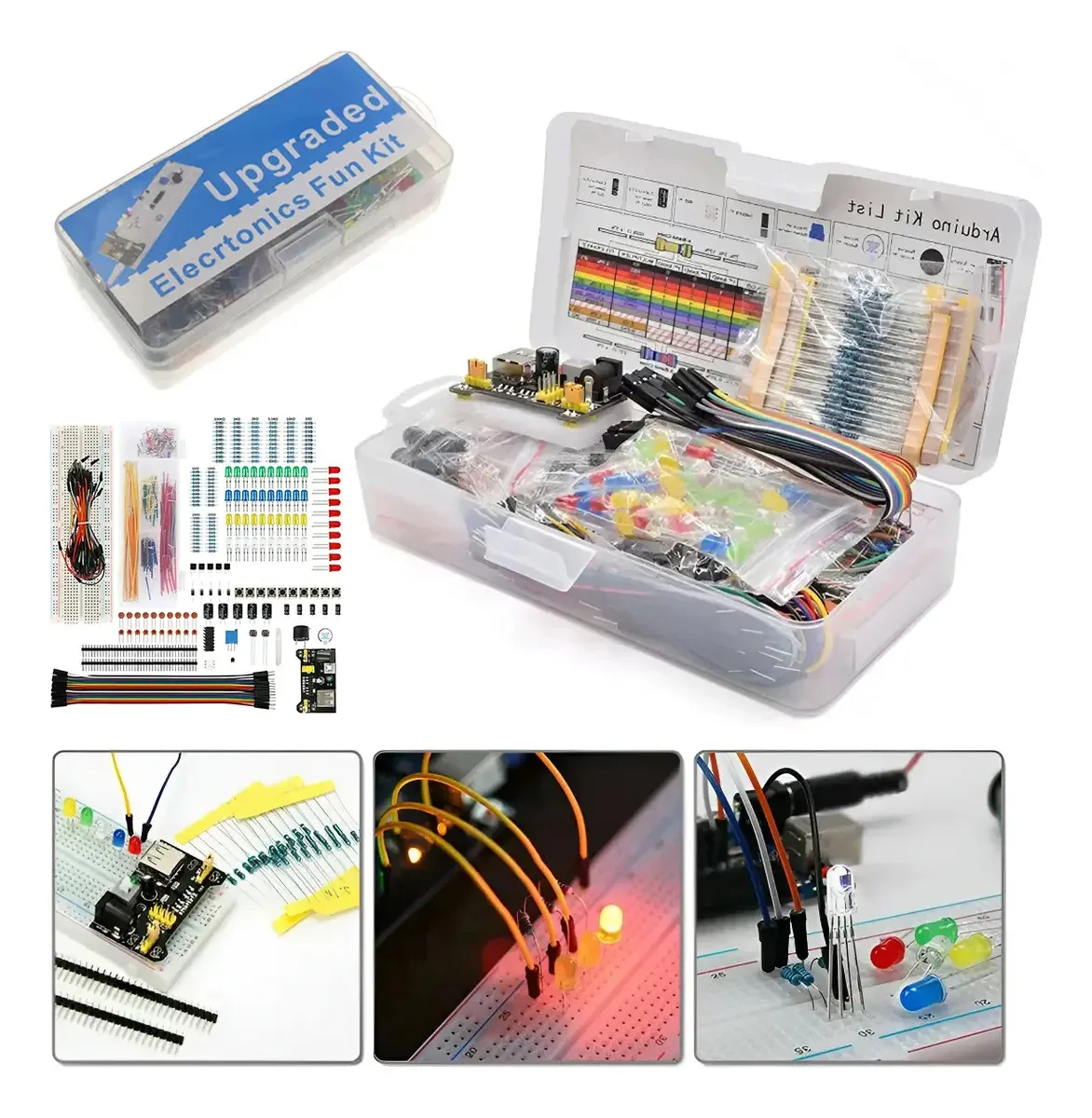 Kit Protoboard de 830 Pontos da SOIOMSE para Eletrônica com Componentes e Caixa