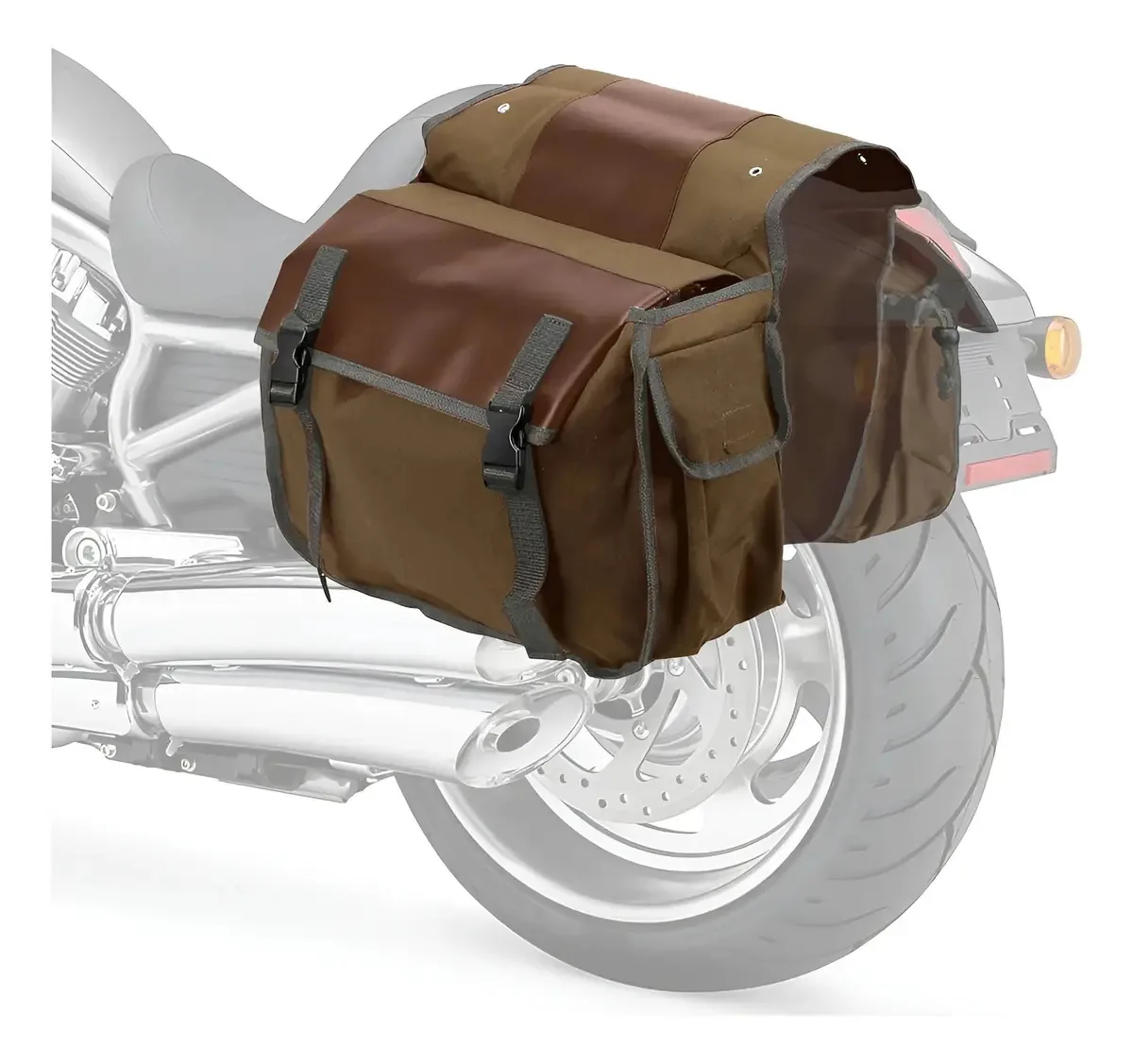 Bolsos laterais impermeáveis cáqui para bicicletas e motocicletas