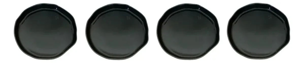 Conjunto Pratos Sobremesa Porcelana Preto Germer 4