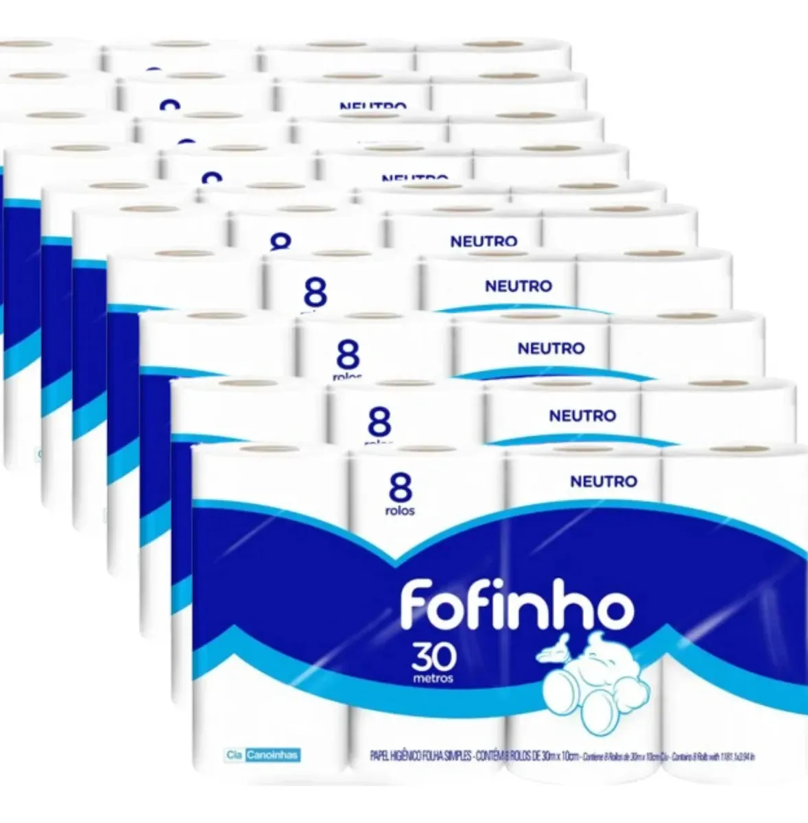 Papel Higiênico Fofinho Neutro, 96 Rolos de 30m