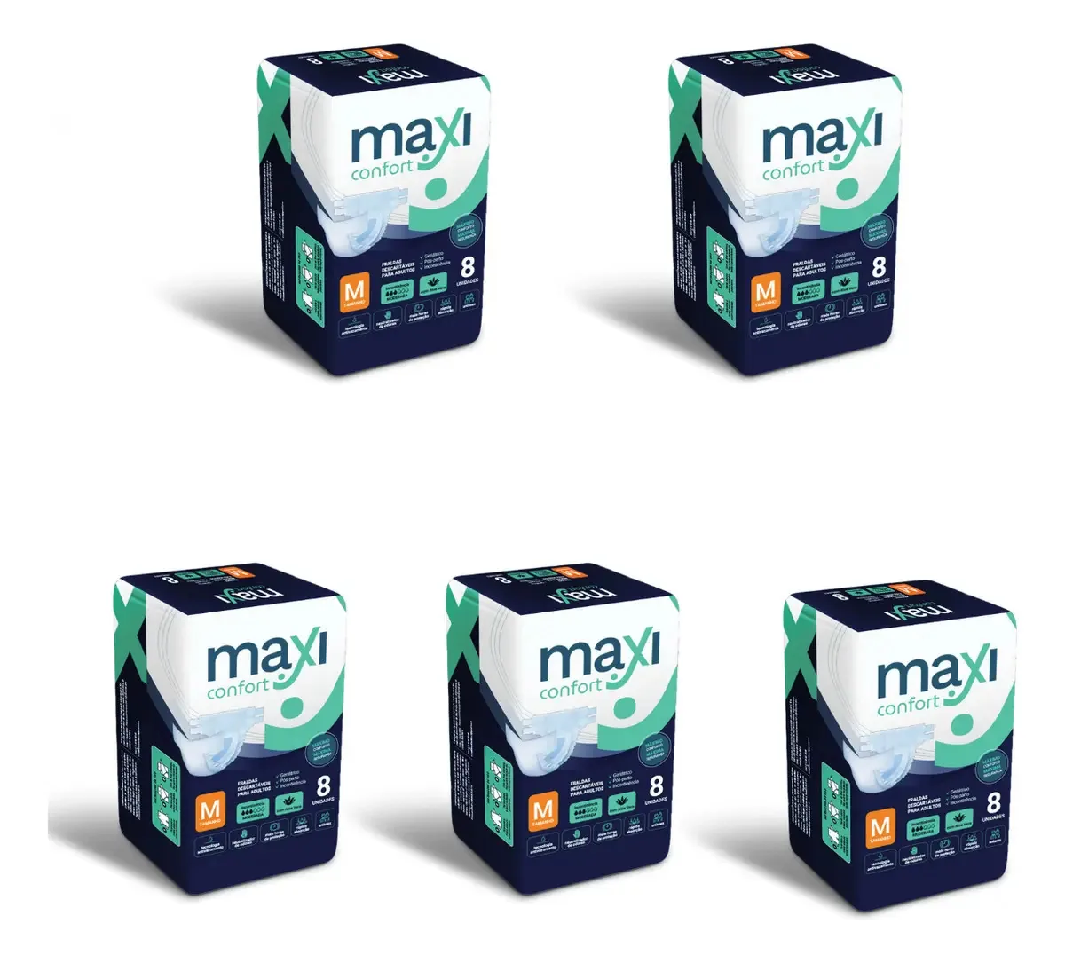 Kit 5 Pct Fraldas Para Adultos Atacado Maxi Confort P-eg Tamanho Médio