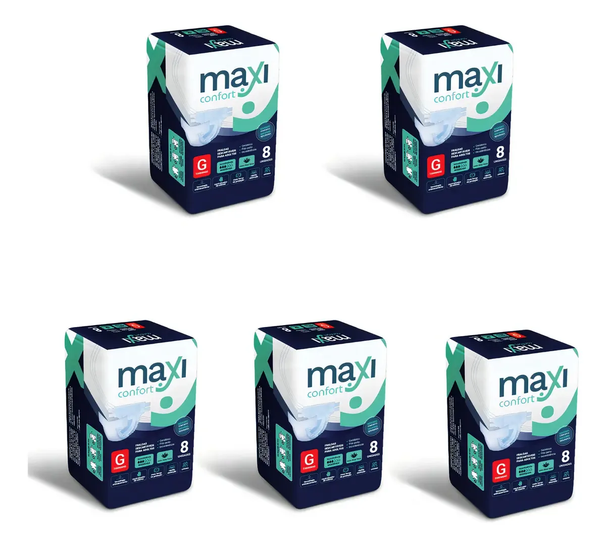Kit 5 Pct Fraldas Para Adultos Atacado Maxi Confort Tamanho Grande