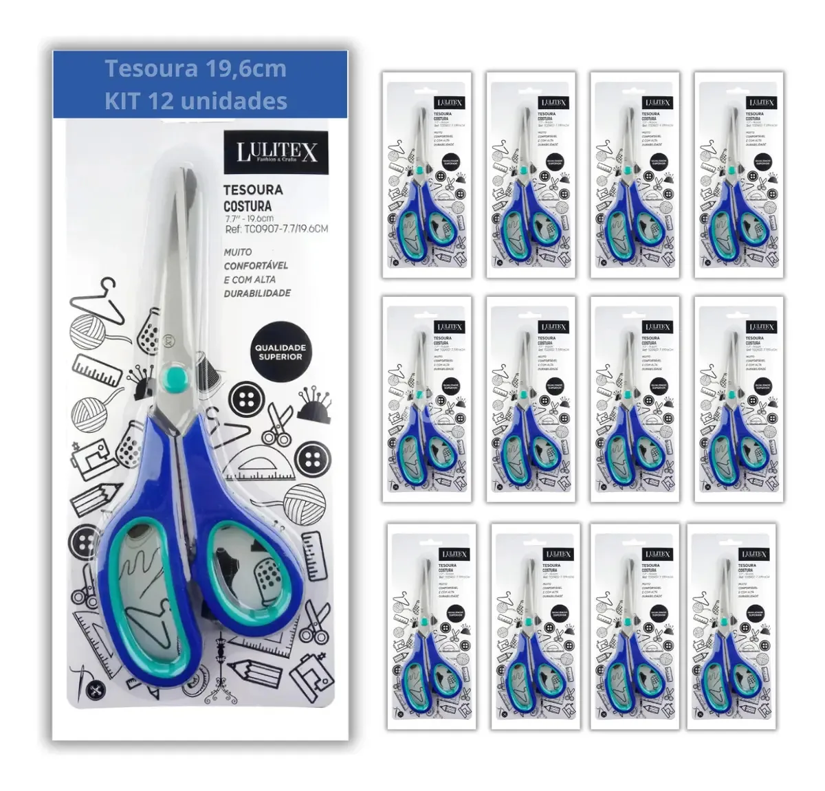 Tesoura Costura Tco907 19,6 Cm 12 Unidades Lulitex Premium