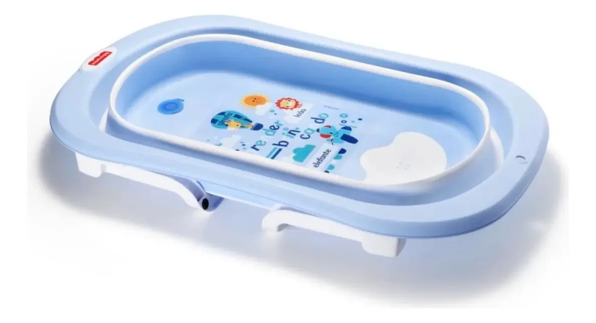 Banheira Retrátil Azul Antiderrapante Multikids Baby Termômetro