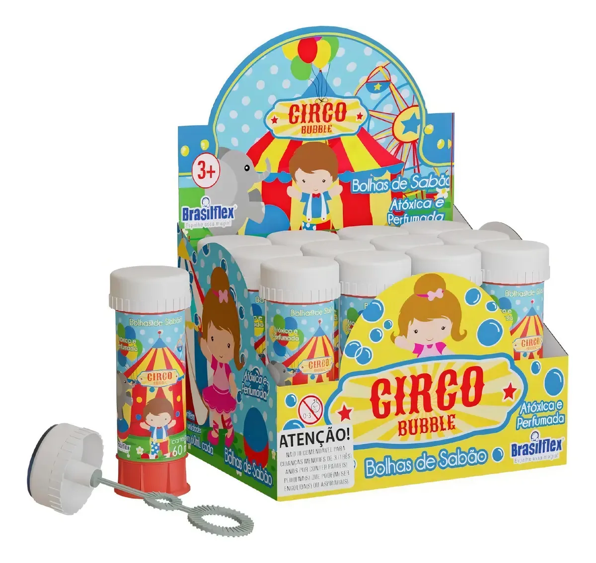 Bolha de Sabão Tubo Multicolor 60ml Circo Brasilflex