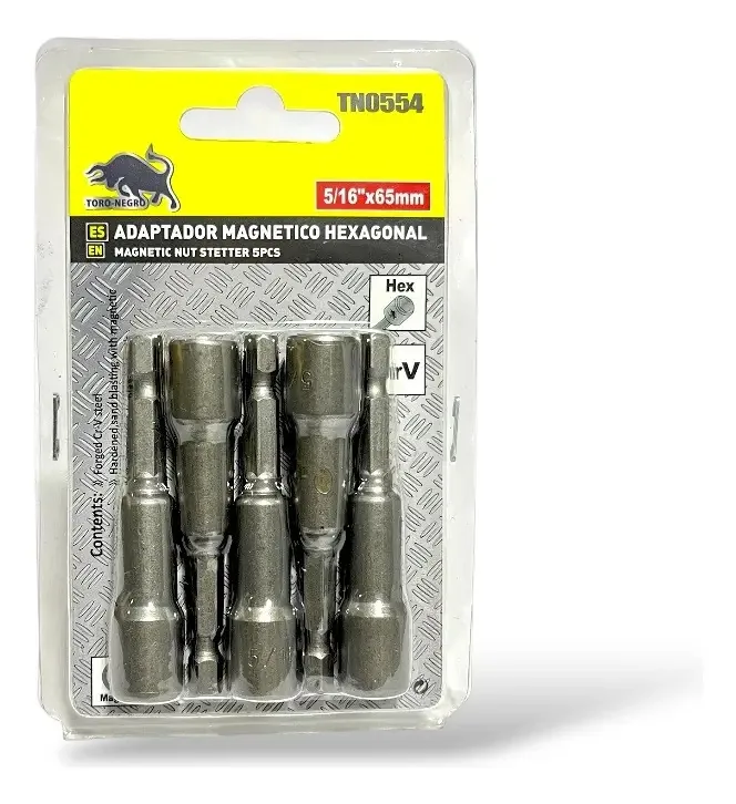 5 pontas magnéticas hexagonais 5/16 polegadas x 65 mm