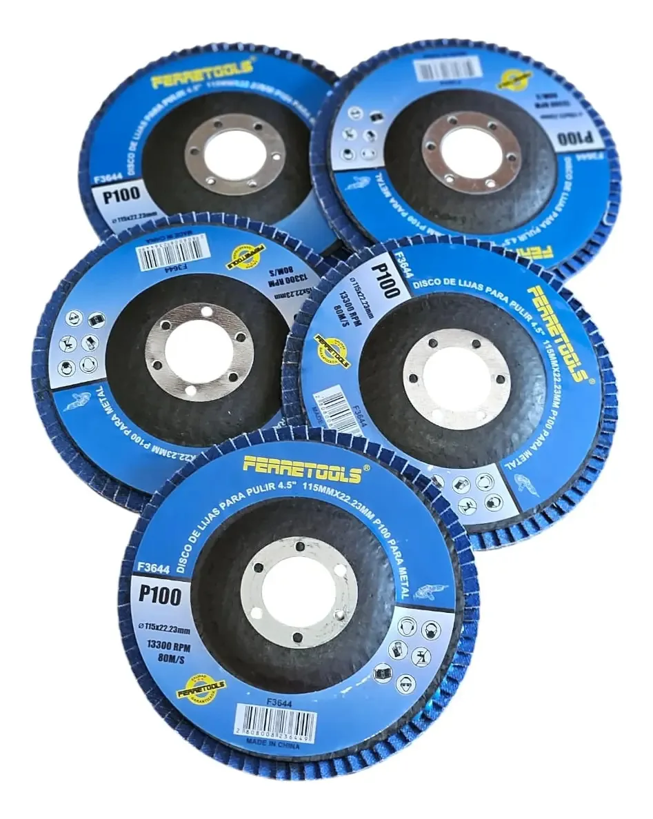 4.5 Pacote de discos de lixamento para polimento de metal com 5 unidades/cor P100