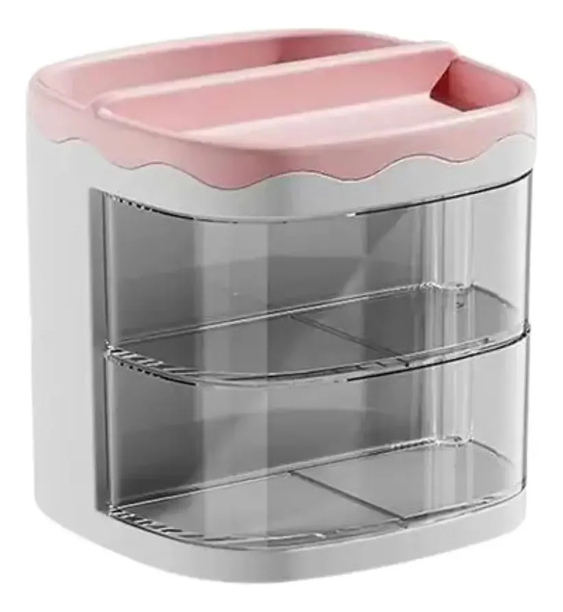 Organizador Decoração De Mesa Porta Maquiagem Sofisticado Cor Rosa