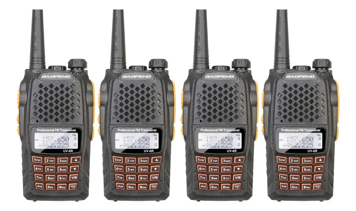 Kit 4 Rádios Comunicadores Dualband Uv6r Redução De Ruídos