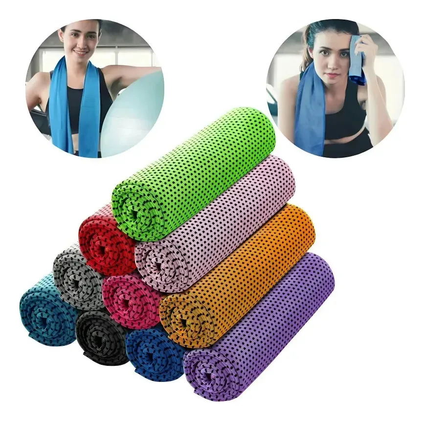 10 toalhas esportivas refrescantes, toalhas de ginástica de microfibra, multicoloridas, cor pura