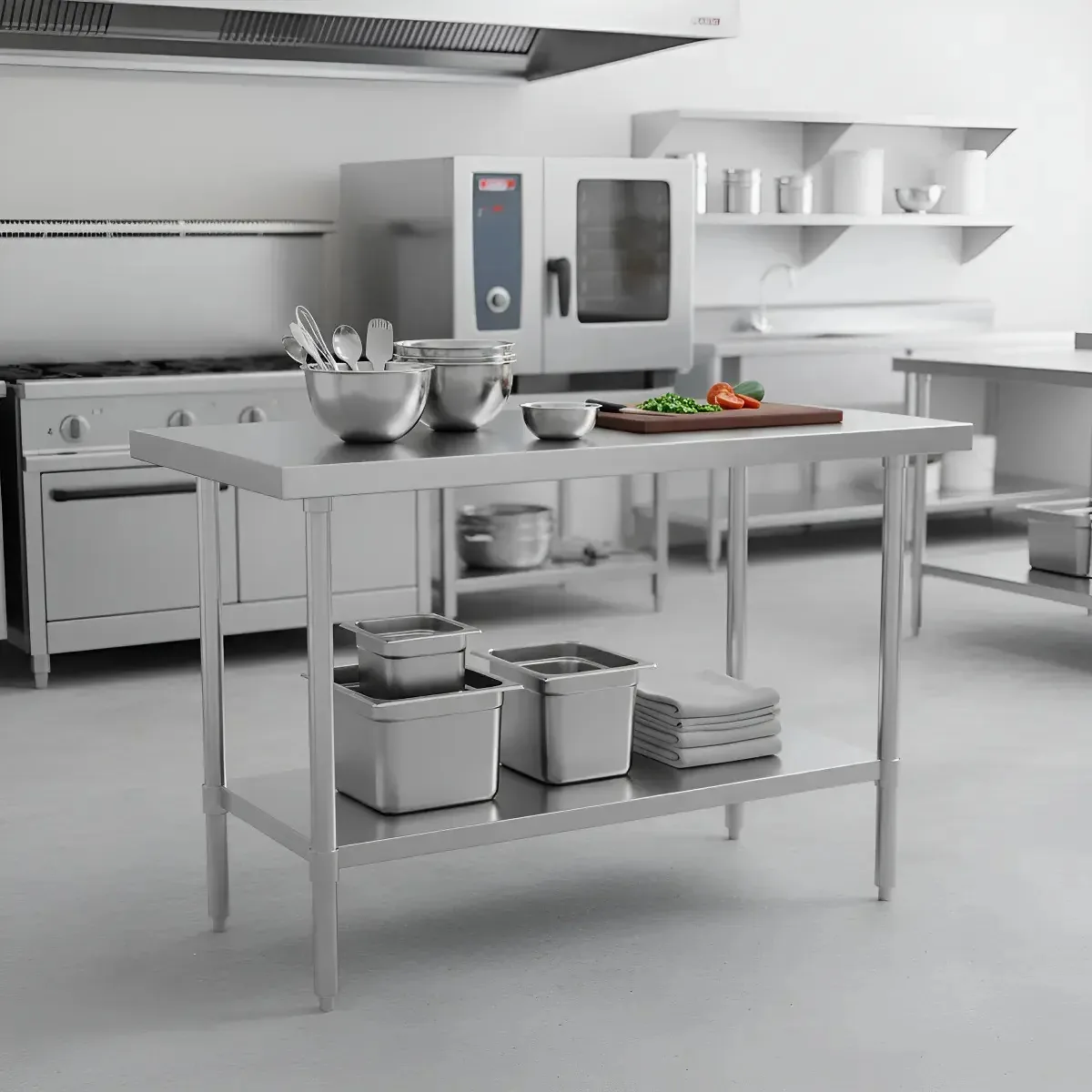 Bancada de prateleira dupla Atosa Professional Gastronomica 150x90cm cor prata