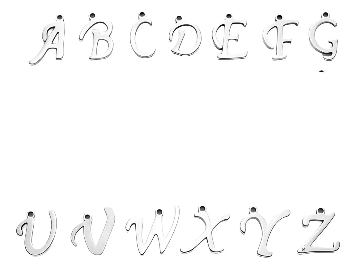 26 pingentes de aço inoxidável Silver Alphabet