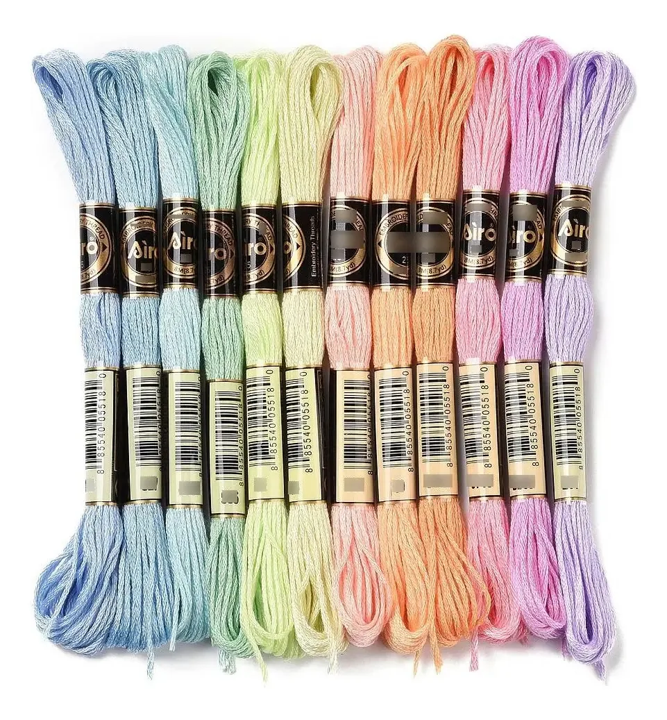 Cores de linhas de bordado de poliéster