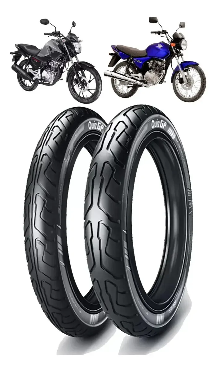 de Pneus Ira Quiz GP 90/90-18 e 2.75/18 Moto Honda CG Fan YBR