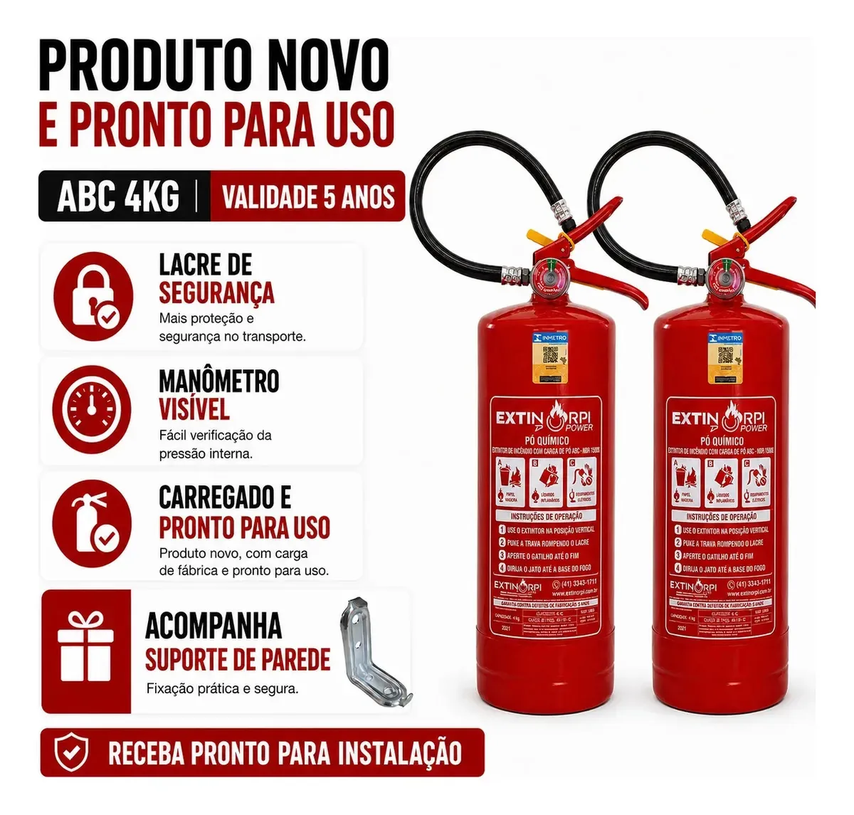 Extintor Pó ABC 4kg Classe ABC Platina Extintores Certificado 15808:2010