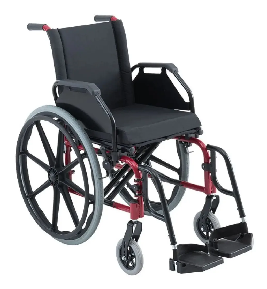 Cadeira de Rodas Manual Ortobras KE Aço 48cm Vinho 120kg 4 Rodas