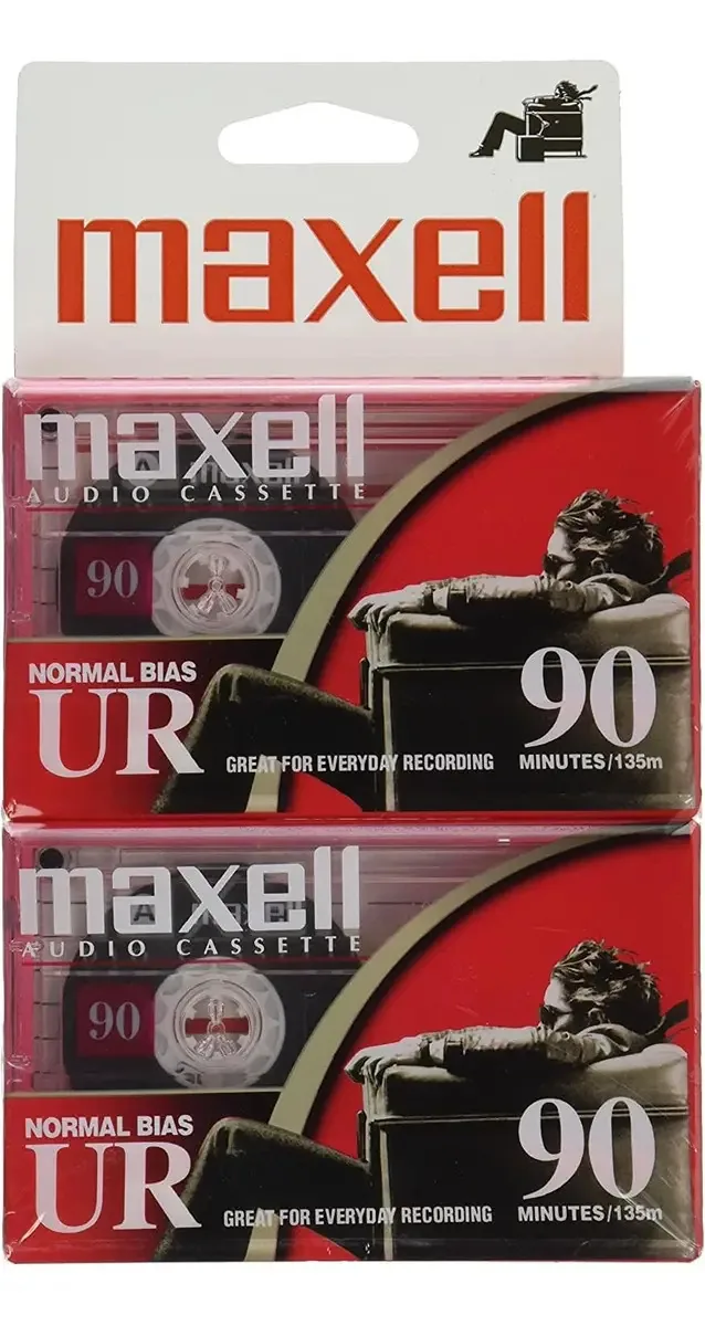 Pacote de 2 cassetes de áudio Maxell Ur-90 Virgin