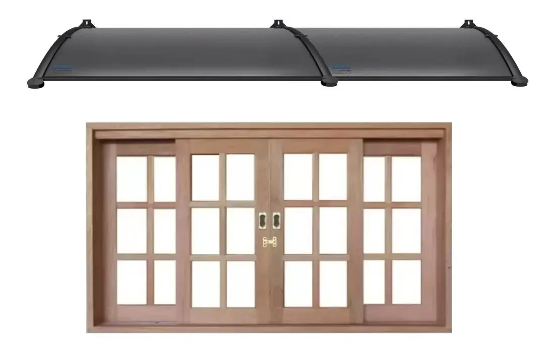Toldo Versátil Em Policarbonato Compacto Para Portas E Janelas Win Home 240cm X 62cm Preto