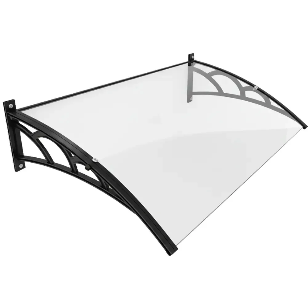 Toldo Policarbonato Compacto Win Home 120cm X 62cm Preto Com Cristal Para Portas E Janelas Resistente E Modular
