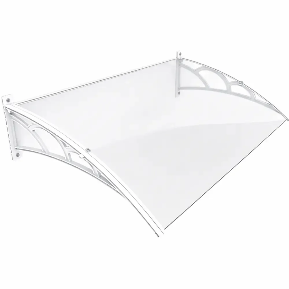 Toldo Policarbonato Compacto Win Home 120cm X 62cm Branco Com Cristal Para Portas E Janelas Resistente E Modular