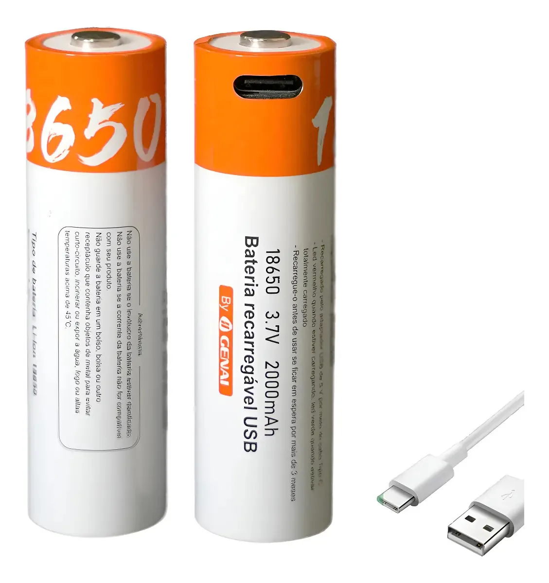 Kit 2 Pilhas 18650 Recarregáve 2000mah Carregadores