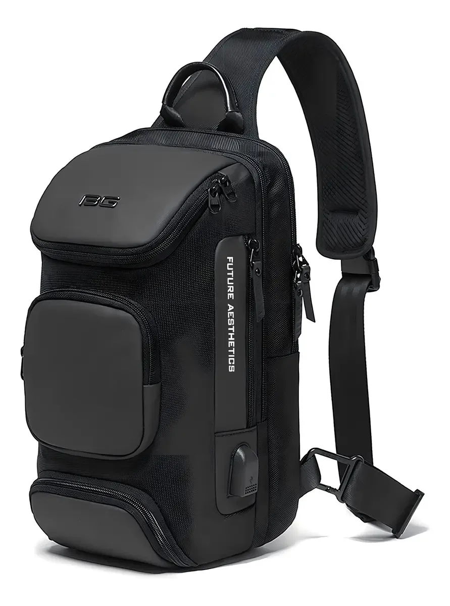Bolsa de ombro Ozuko Bolsa de ombro Mochila masculina. Cor Preto (1)