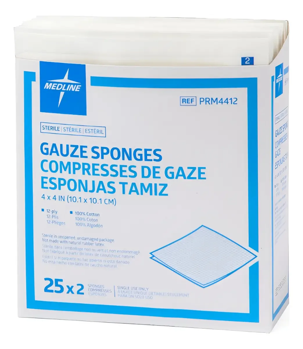 Gaze Esterilizada 10x10 Medline Absorventes Algodão 50 Unidades Cor Branco