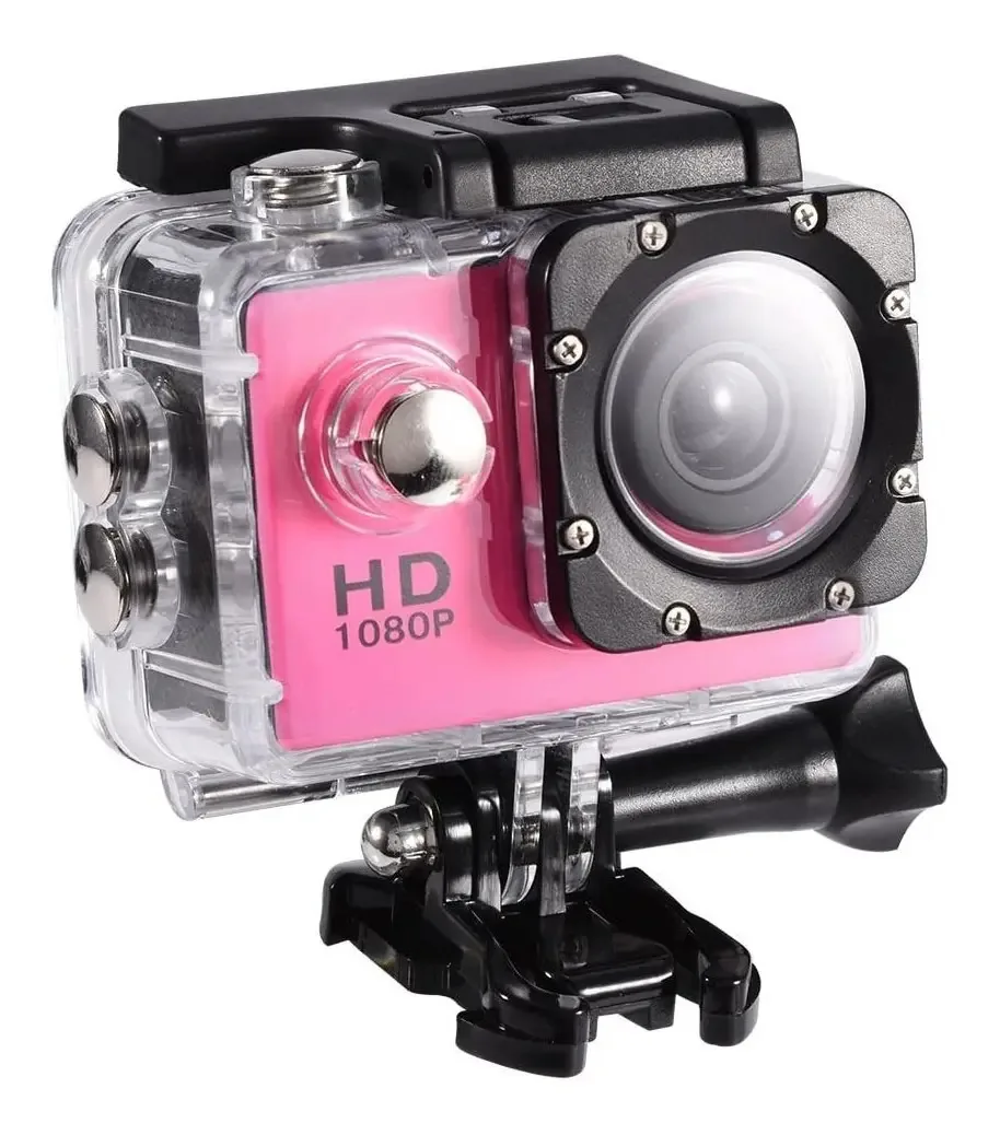 Câmera esportiva HD impermeável HD1080p de 30 metros - rosa