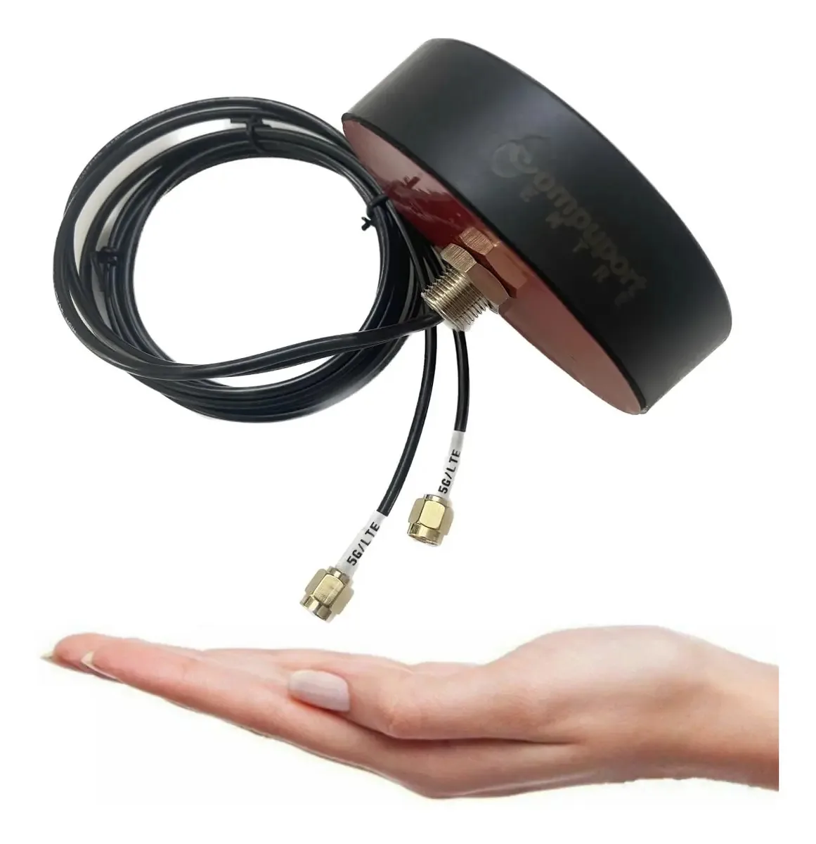 Antena Compuport 5g Lte Mimo Puck (montagem permanente) com cabos de conector macho SMA de dupla diversidade de 3 pés para qualquer modems Digi, Sierra, Cradlepoint, Cisco e Microhard 3g 4g