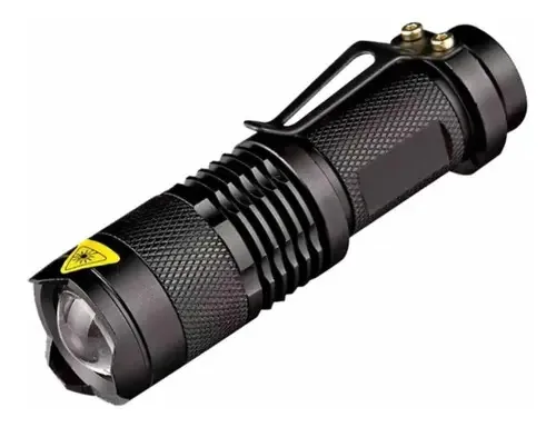 Lanterna tática militar: acampamento, montanhismo, bateria recarregável multiuso, LED Q5 Zoom, lanterna de alumínio, cor preta, cor da luz, branco