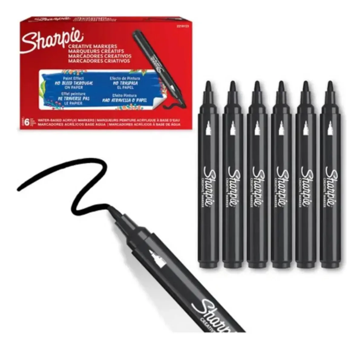 Marcadores acrílicos Sharpie, pretos, 6 peças
