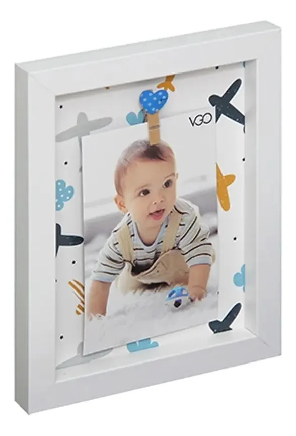 Porta-retratos Baby Box com broche branco - Vgo Fotogama