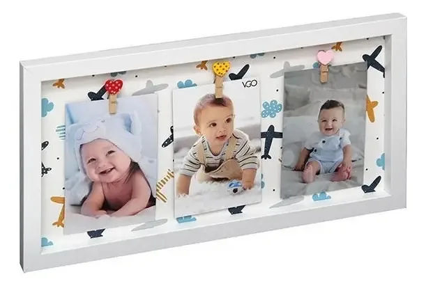 Porta-retratos infantil Deco com broches 3f 10x15/13x18cm