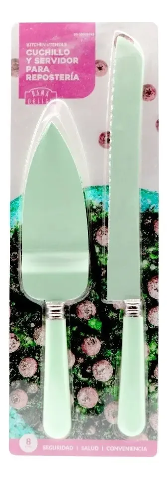 Conjunto de facas e espátulas para cozinha de bolos e pastelaria de aço, cor verde