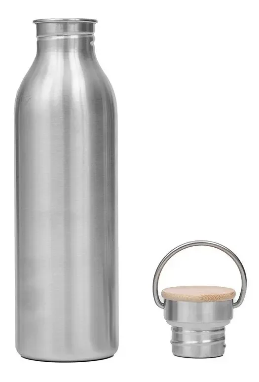 Garrafa de aço Reuseme Toms de 700 ml com tampa e alça, cor: cinza prateado