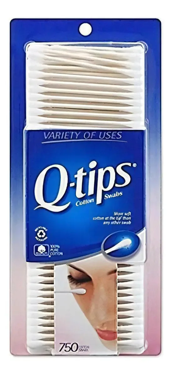 Q, Pontas de Cotonetes de Algodão, 750 Ct., Pacote De 2