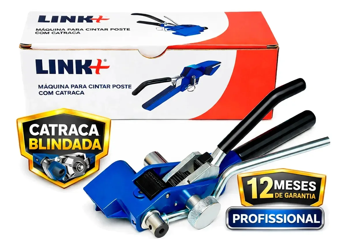 Maquina Para Cintar Poste Blindada C/catraca Azul - Lk100 - Link+