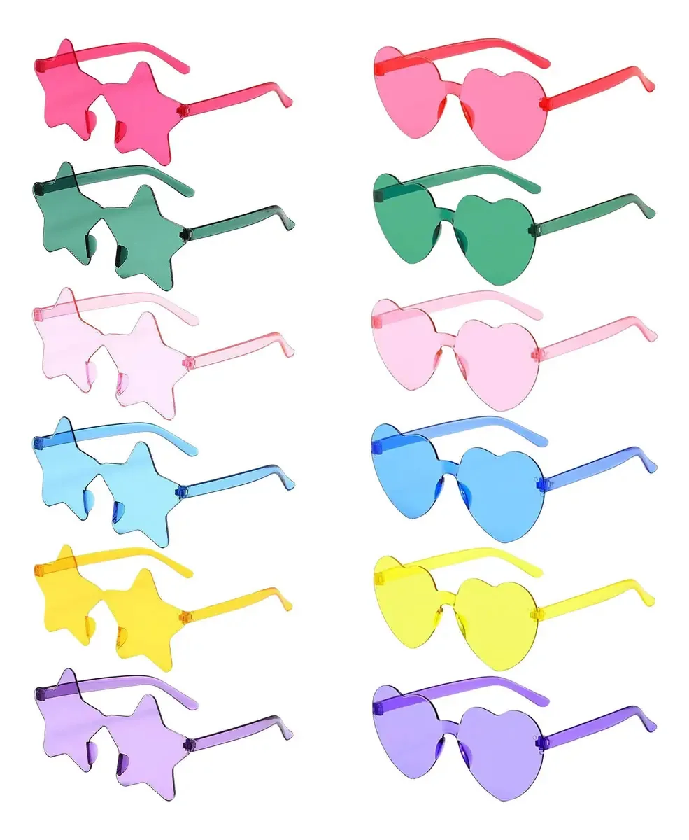 12 unidades de óculos de festa, óculos de sol sem aro, lentes de festa